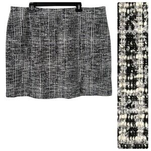 Lane Bryant Plus Size 24 Tweed Short Skirt Office Siren Woven Monochrome‎ NEW